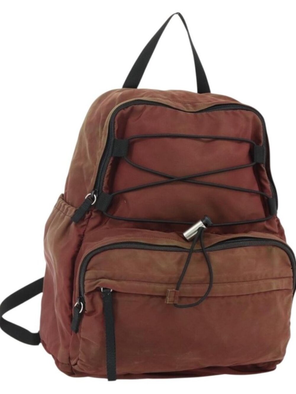 PRADA Backpack Nylon Red Silver Auth 176229